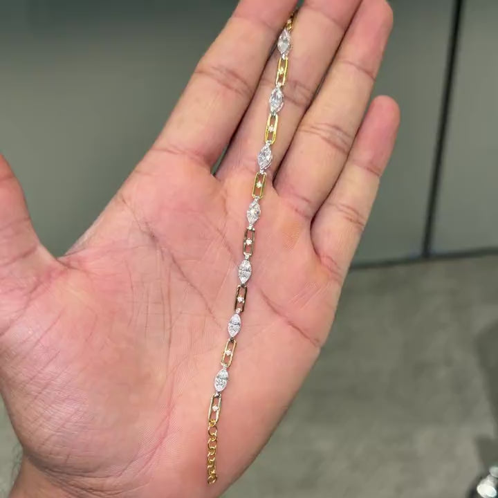 Gold Marquise Link Bracelet