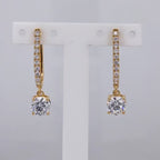 18KT Gold Solitaire Drop Earrings