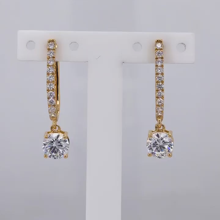 18KT Gold Solitaire Drop Earrings