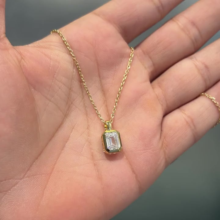 Emerald Cut 18KT Gold Plated Pendant