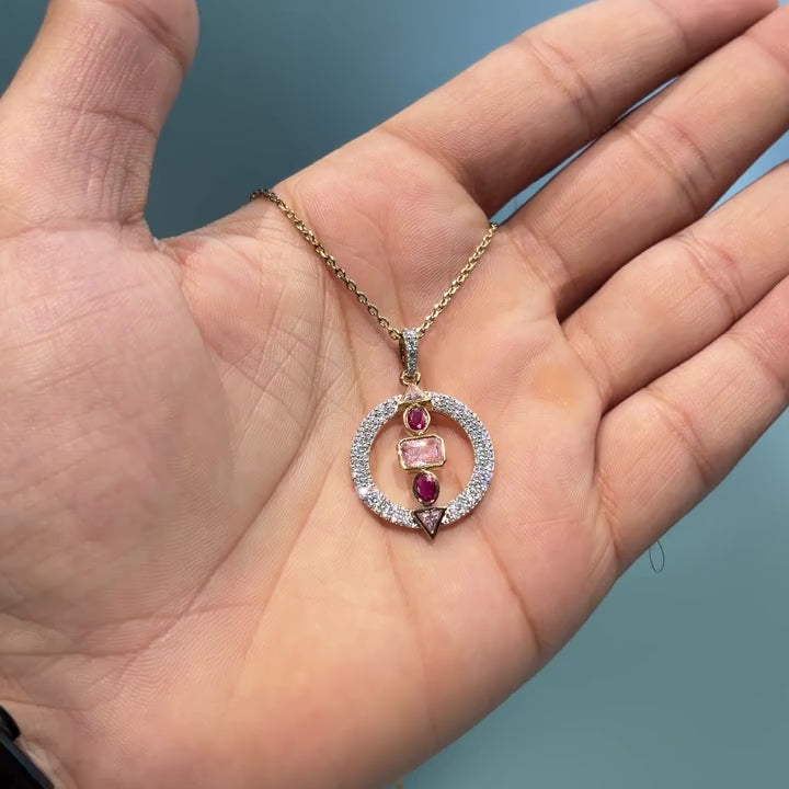 Gold Mosaic Halo Pendant