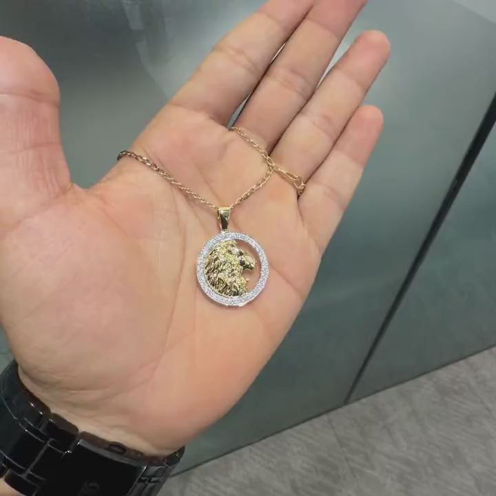 Gold Lion Medallion Power Pendant