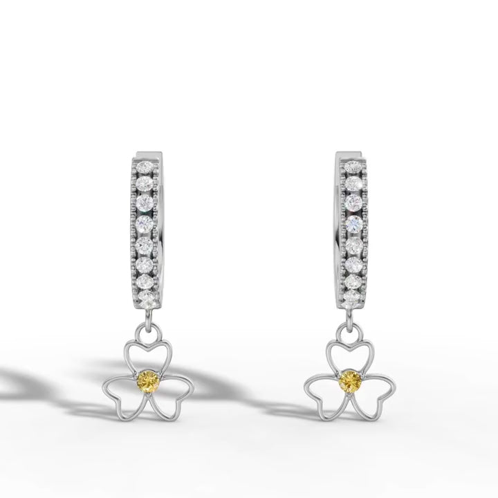 Luxury Two-Tone Floral Earrings – Silver Elegance With Golden Bloom