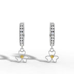 Luxury Two-Tone Floral Earrings – Silver Elegance With Golden Bloom
