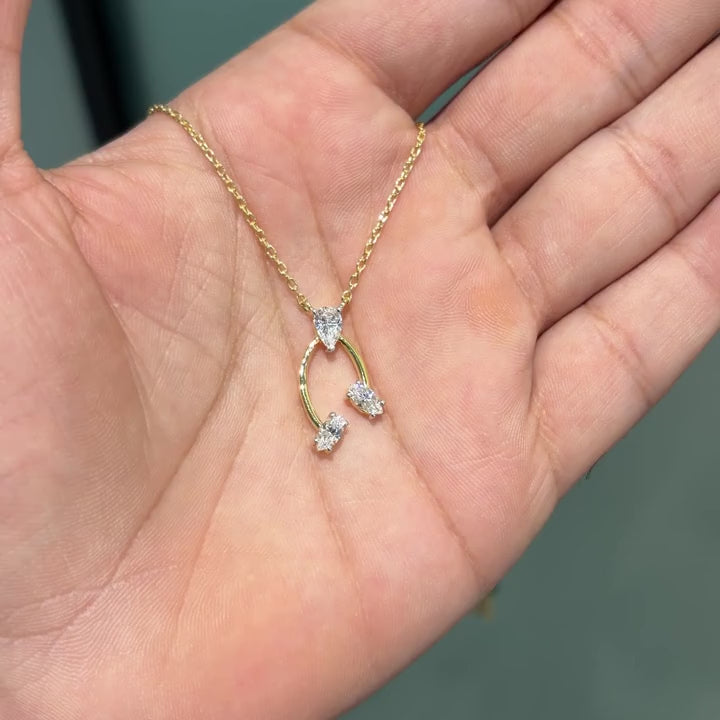 Gold Oval Drop CZ Pendant
