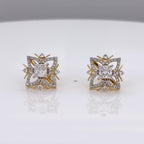 18KT Gold Floral Square Studs