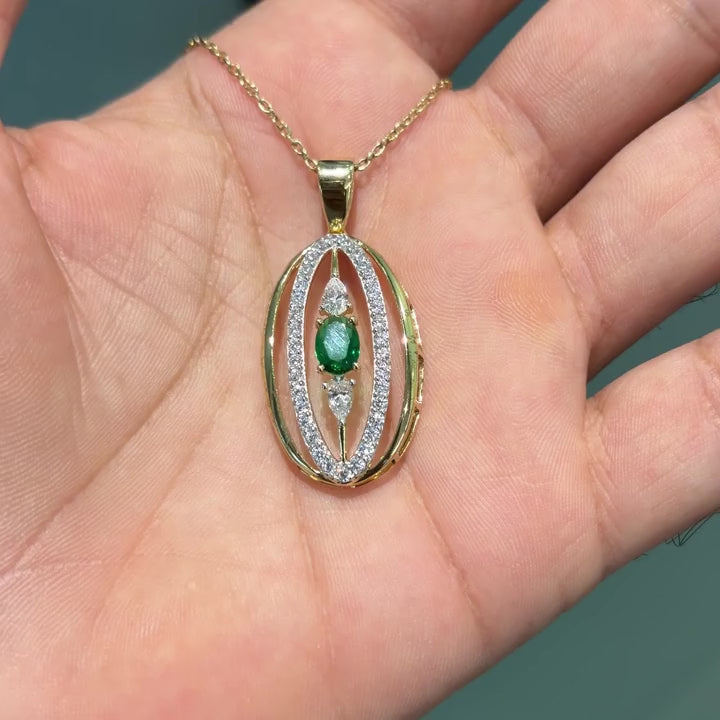 Gold Emerald Orbit Pendant