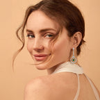 Silver Emerald Halo Drop Earrings