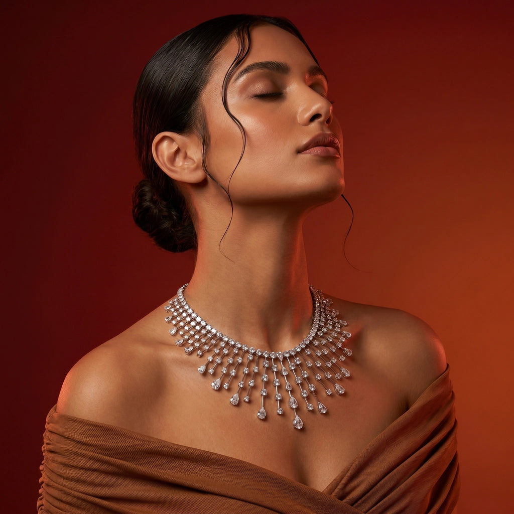 Silver Cascade Fringe Necklace