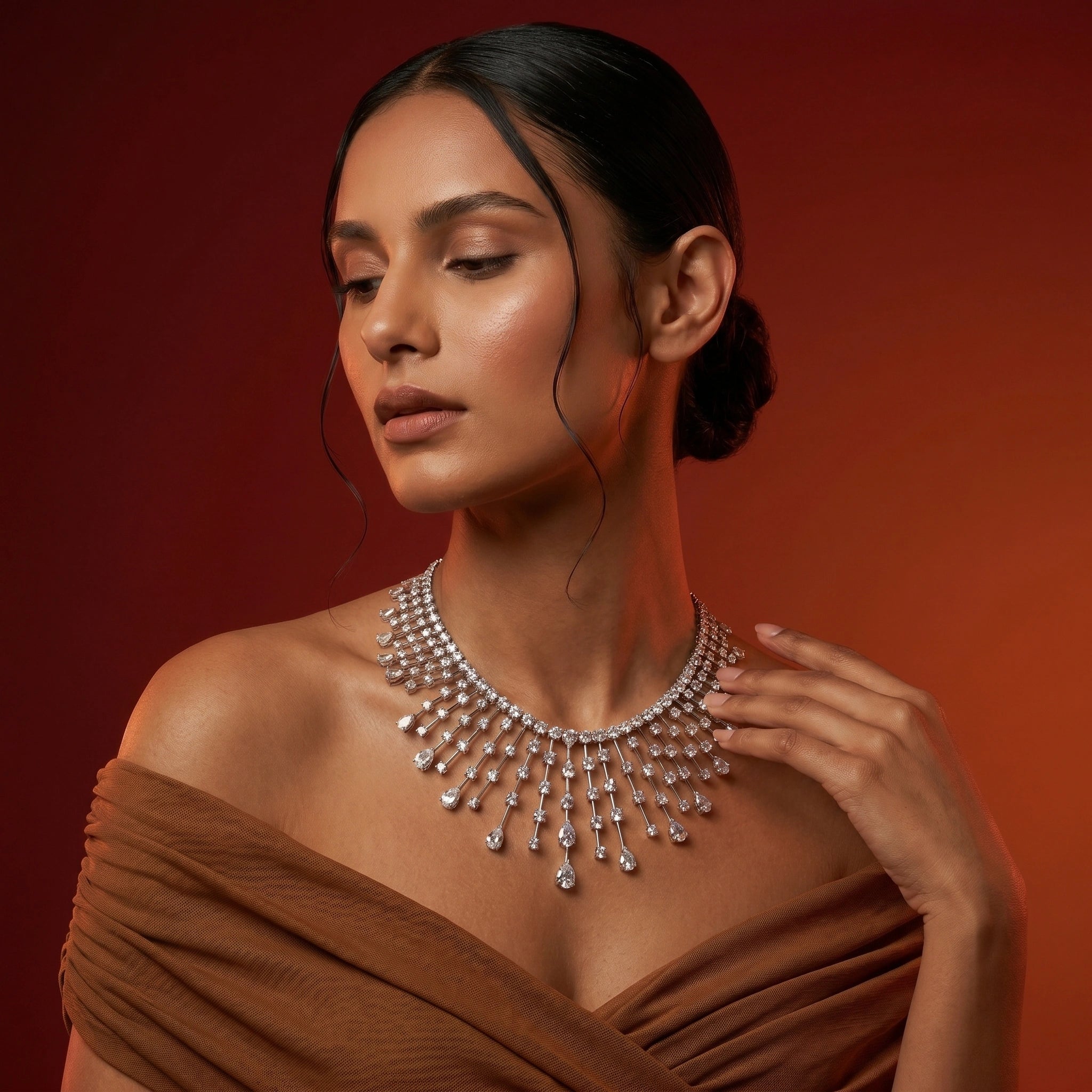 Silver Cascade Fringe Necklace